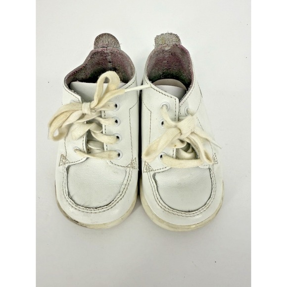 Vintage Stride Rite Baby Booties Size 3.5 Leather Upper Cute Sweet Retro - Picture 3 of 7